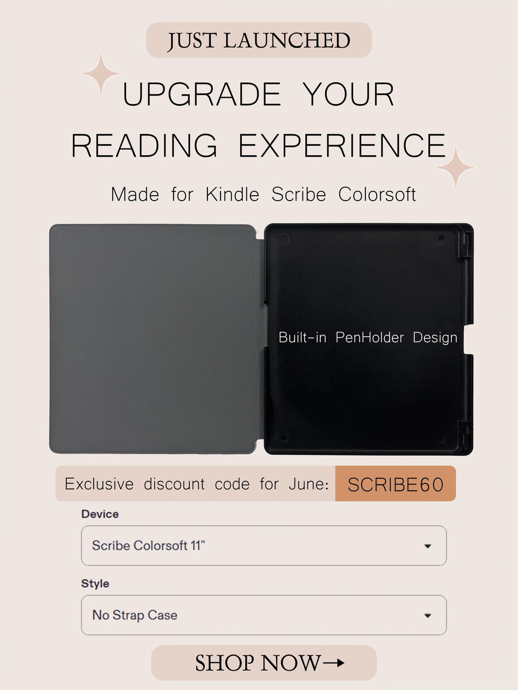 Vintage Book Style Kindle Scribe Case with Auto Sleep/Wake & Customization