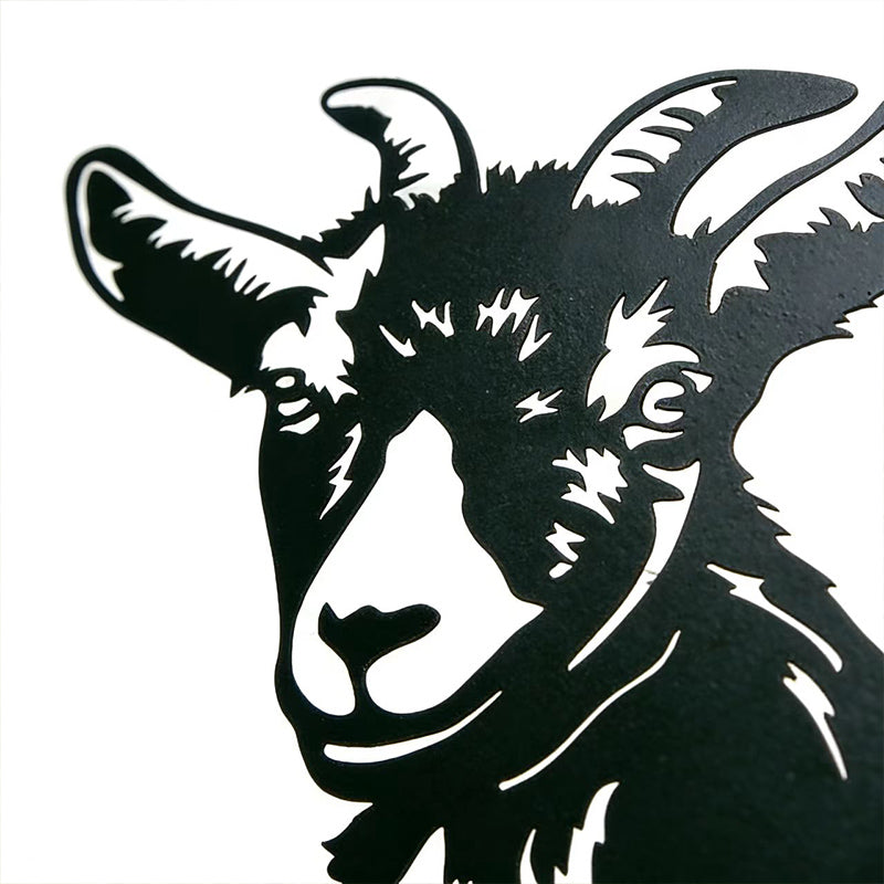 Peeking Bighorn sheep Metal Garden Stake - Wrought Iron Yard Art, Outdoor Fence Ornament
