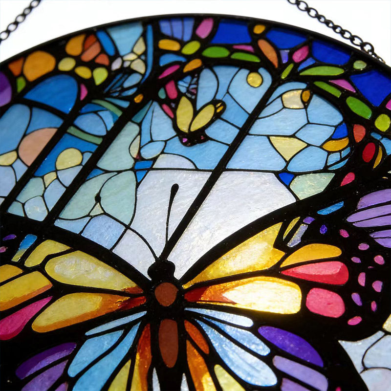 Butterfly Suncatcher - Stained Glass Hanging Ornament for Window & Garden