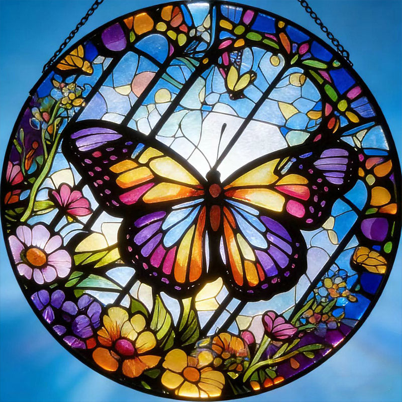 Butterfly Suncatcher - Stained Glass Hanging Ornament for Window & Garden