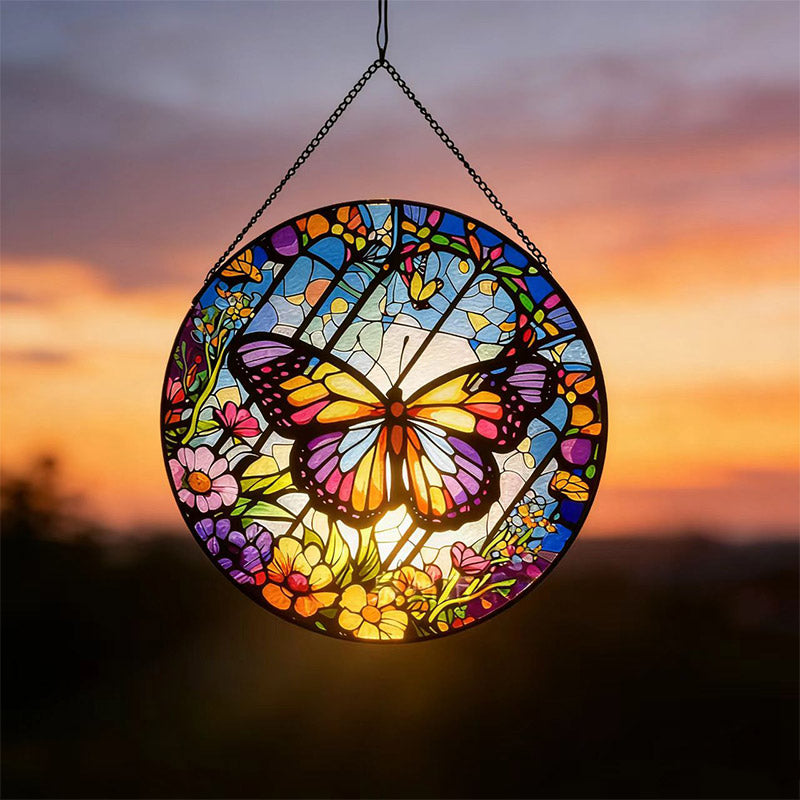 Butterfly Suncatcher - Stained Glass Hanging Ornament for Window & Garden