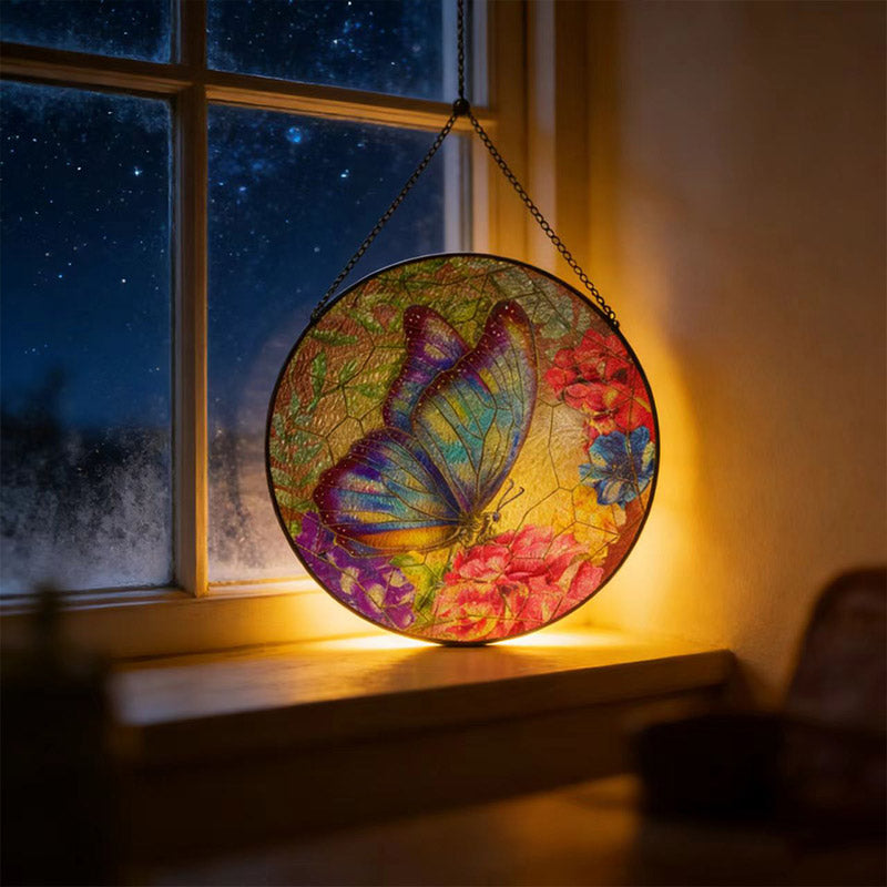 Butterfly Suncatcher - Stained Glass Hanging Ornament for Window & Garden