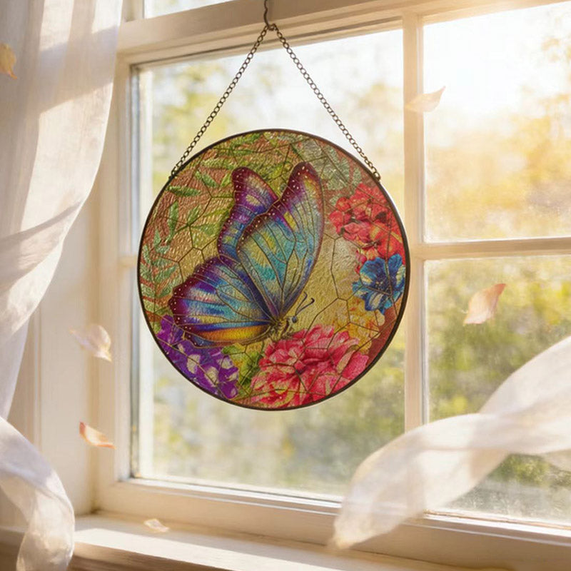 Butterfly Suncatcher - Stained Glass Hanging Ornament for Window & Garden