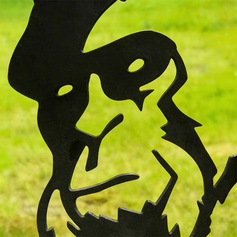 Peeking Orangutan Metal Garden Stake - Wrought Iron Yard Art, Outdoor Fence Ornament